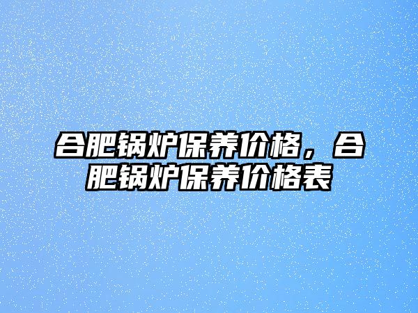 合肥鍋爐保養(yǎng)價格，合肥鍋爐保養(yǎng)價格表