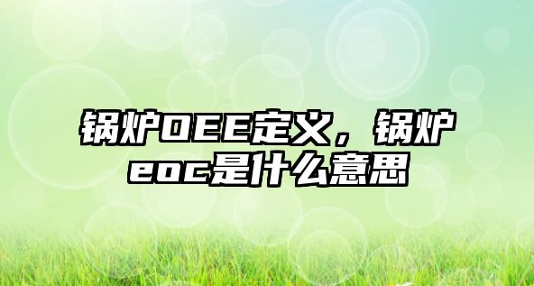 鍋爐OEE定義，鍋爐eoc是什么意思