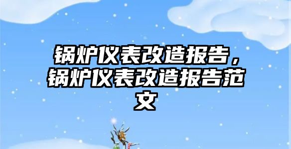 鍋爐儀表改造報告，鍋爐儀表改造報告范文