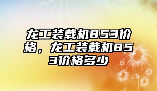 龍工裝載機853價格，龍工裝載機853價格多少