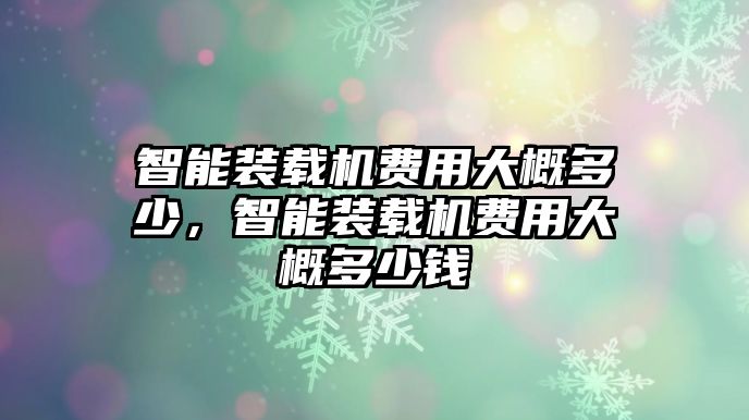 智能裝載機(jī)費(fèi)用大概多少，智能裝載機(jī)費(fèi)用大概多少錢