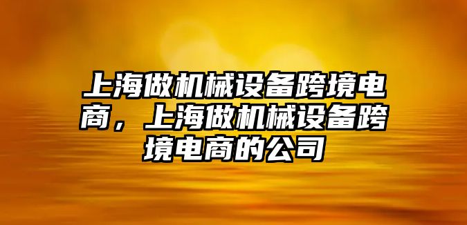 上海做機(jī)械設(shè)備跨境電商，上海做機(jī)械設(shè)備跨境電商的公司