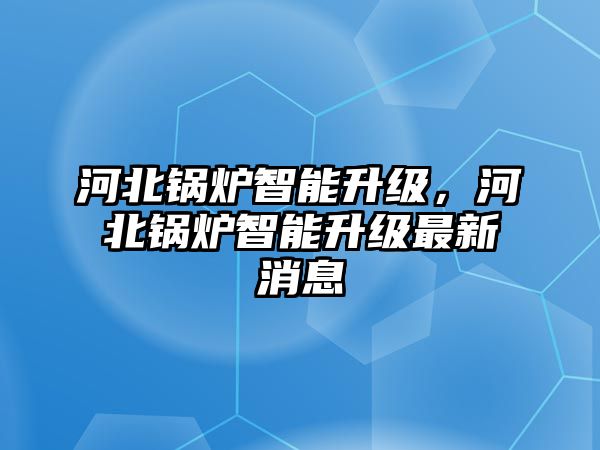 河北鍋爐智能升級(jí)，河北鍋爐智能升級(jí)最新消息