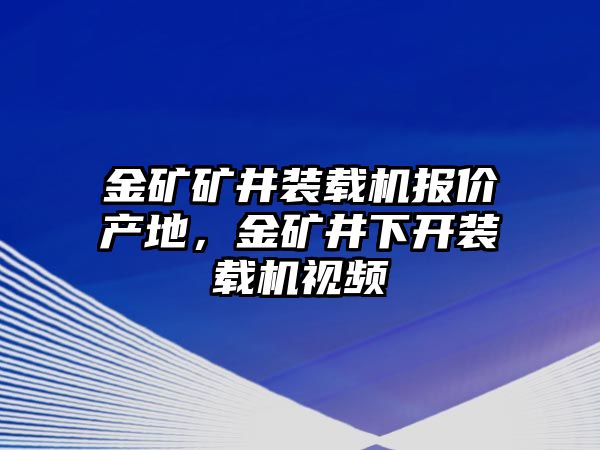 金礦礦井裝載機報價產(chǎn)地，金礦井下開裝載機視頻