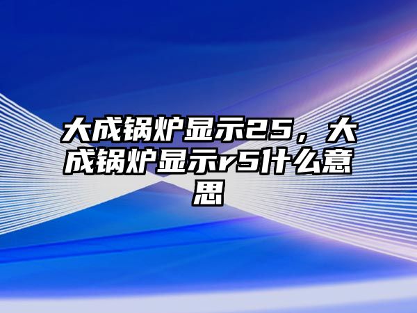 大成鍋爐顯示25，大成鍋爐顯示r5什么意思