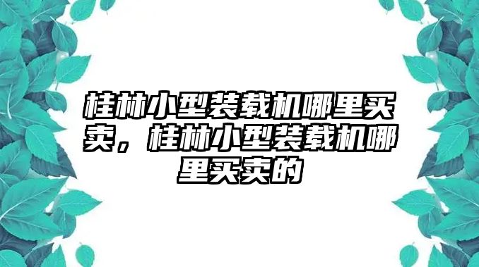 桂林小型裝載機(jī)哪里買賣，桂林小型裝載機(jī)哪里買賣的