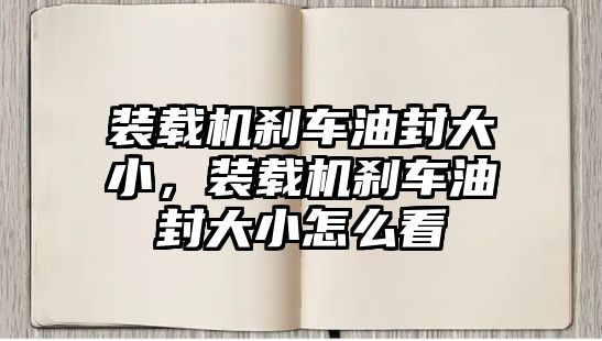 裝載機剎車油封大小，裝載機剎車油封大小怎么看