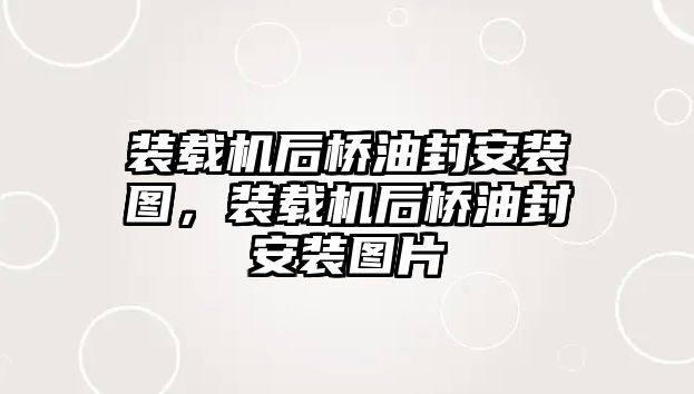 裝載機(jī)后橋油封安裝圖，裝載機(jī)后橋油封安裝圖片