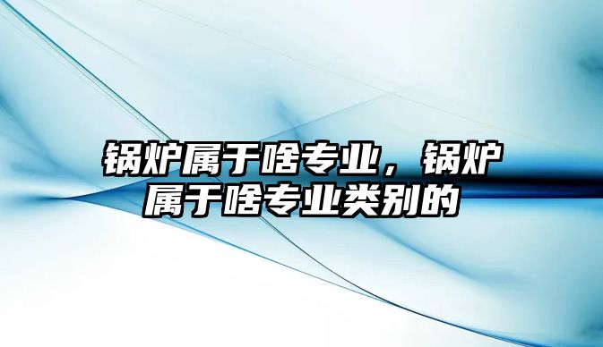 鍋爐屬于啥專業(yè)，鍋爐屬于啥專業(yè)類別的