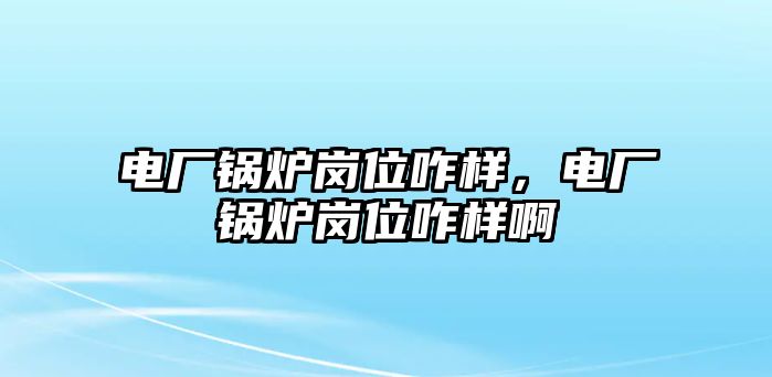 電廠(chǎng)鍋爐崗位咋樣，電廠(chǎng)鍋爐崗位咋樣啊