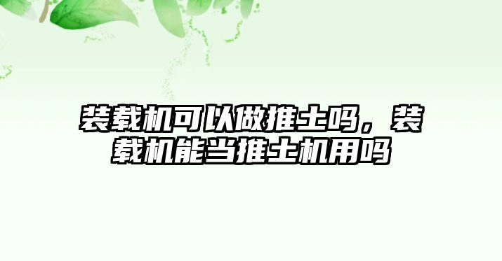 裝載機可以做推土嗎，裝載機能當推土機用嗎