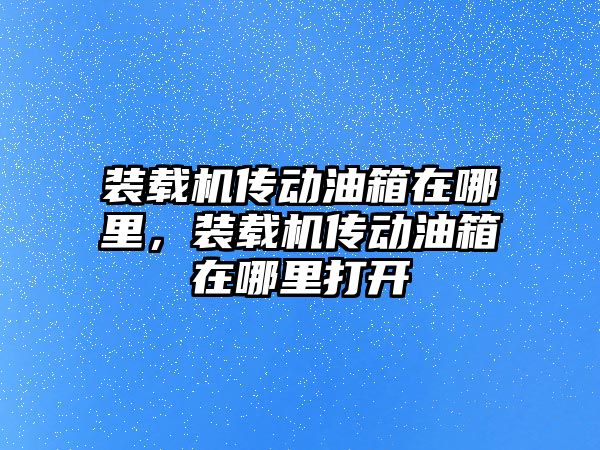 裝載機傳動油箱在哪里，裝載機傳動油箱在哪里打開