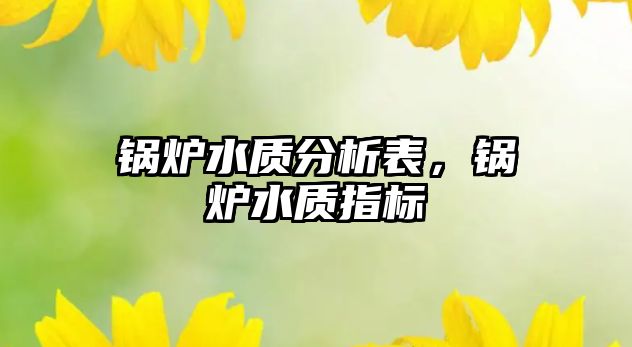 鍋爐水質(zhì)分析表，鍋爐水質(zhì)指標(biāo)