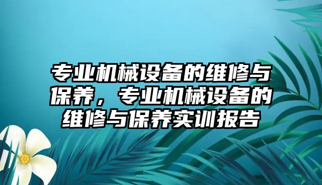 專業(yè)機(jī)械設(shè)備的維修與保養(yǎng)，專業(yè)機(jī)械設(shè)備的維修與保養(yǎng)實(shí)訓(xùn)報(bào)告