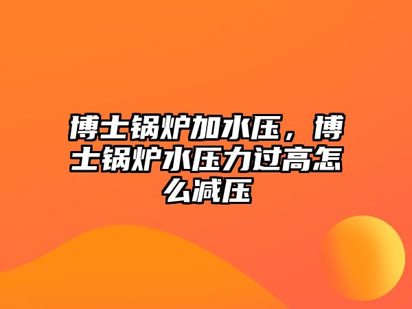 博士鍋爐加水壓，博士鍋爐水壓力過高怎么減壓