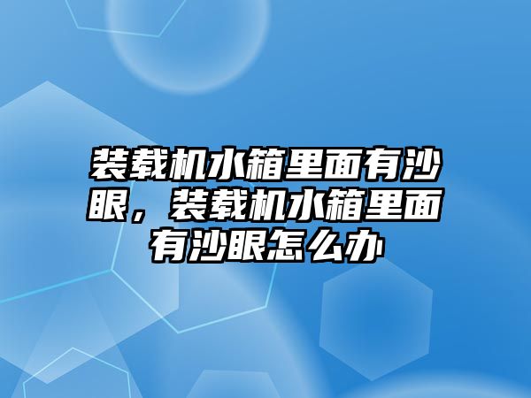 裝載機(jī)水箱里面有沙眼，裝載機(jī)水箱里面有沙眼怎么辦