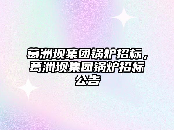 葛洲壩集團鍋爐招標，葛洲壩集團鍋爐招標公告