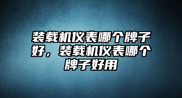 裝載機儀表哪個牌子好，裝載機儀表哪個牌子好用