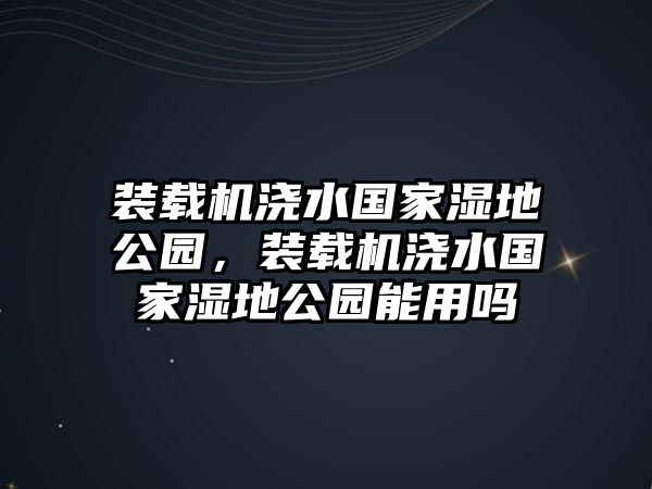 裝載機澆水國家濕地公園，裝載機澆水國家濕地公園能用嗎