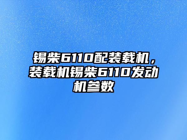 錫柴6110配裝載機(jī)，裝載機(jī)錫柴6110發(fā)動(dòng)機(jī)參數(shù)