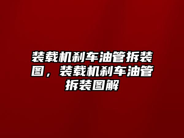 裝載機(jī)剎車油管拆裝圖，裝載機(jī)剎車油管拆裝圖解