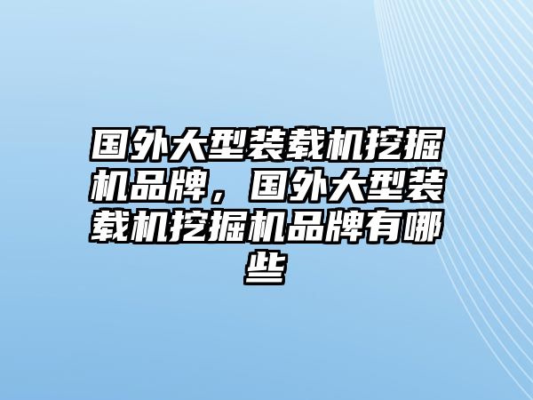 國(guó)外大型裝載機(jī)挖掘機(jī)品牌，國(guó)外大型裝載機(jī)挖掘機(jī)品牌有哪些