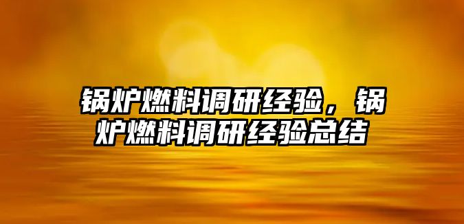 鍋爐燃料調(diào)研經(jīng)驗(yàn)，鍋爐燃料調(diào)研經(jīng)驗(yàn)總結(jié)