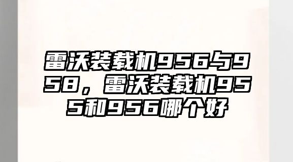 雷沃裝載機(jī)956與958，雷沃裝載機(jī)955和956哪個好