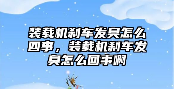 裝載機剎車發(fā)臭怎么回事，裝載機剎車發(fā)臭怎么回事啊