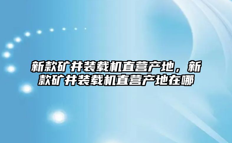 新款礦井裝載機直營產(chǎn)地，新款礦井裝載機直營產(chǎn)地在哪