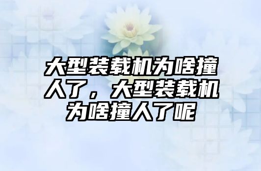 大型裝載機(jī)為啥撞人了，大型裝載機(jī)為啥撞人了呢