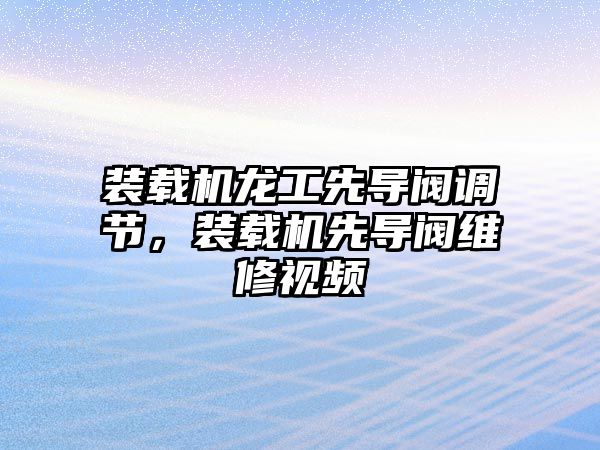 裝載機龍工先導閥調節(jié)，裝載機先導閥維修視頻