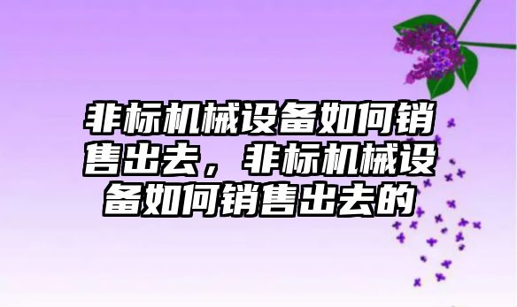 非標(biāo)機械設(shè)備如何銷售出去，非標(biāo)機械設(shè)備如何銷售出去的