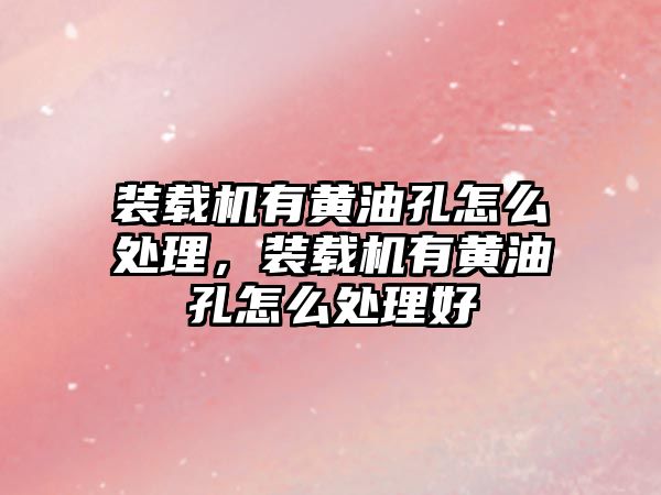 裝載機有黃油孔怎么處理，裝載機有黃油孔怎么處理好