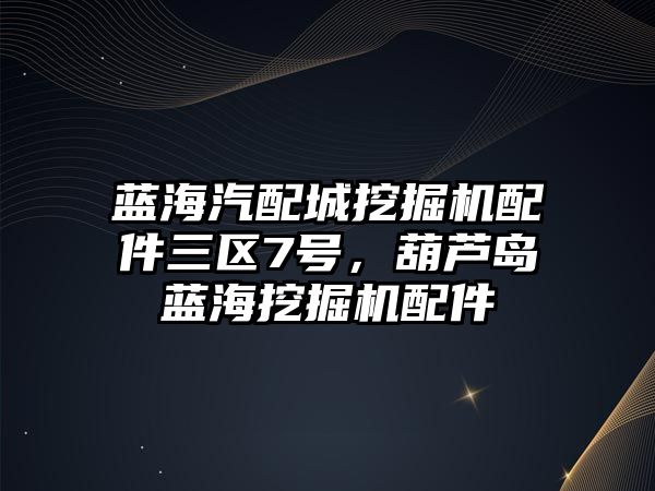 藍海汽配城挖掘機配件三區(qū)7號，葫蘆島藍海挖掘機配件