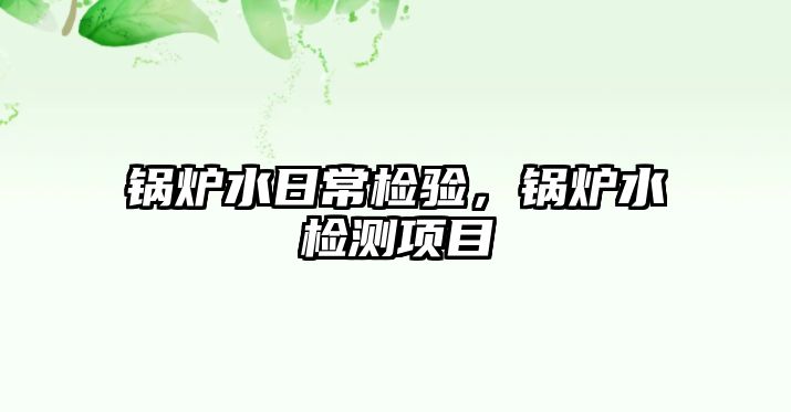 鍋爐水日常檢驗(yàn)，鍋爐水檢測(cè)項(xiàng)目