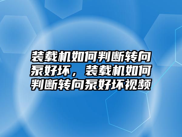 裝載機(jī)如何判斷轉(zhuǎn)向泵好壞，裝載機(jī)如何判斷轉(zhuǎn)向泵好壞視頻