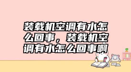 裝載機(jī)空調(diào)有水怎么回事，裝載機(jī)空調(diào)有水怎么回事啊