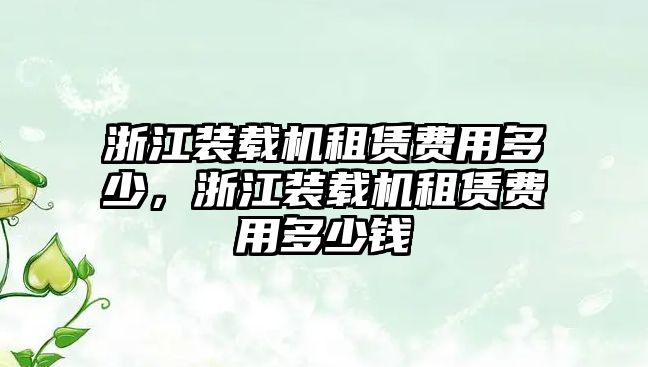 浙江裝載機(jī)租賃費(fèi)用多少，浙江裝載機(jī)租賃費(fèi)用多少錢