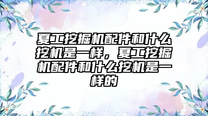 夏工挖掘機配件和什么挖機是一樣，夏工挖掘機配件和什么挖機是一樣的