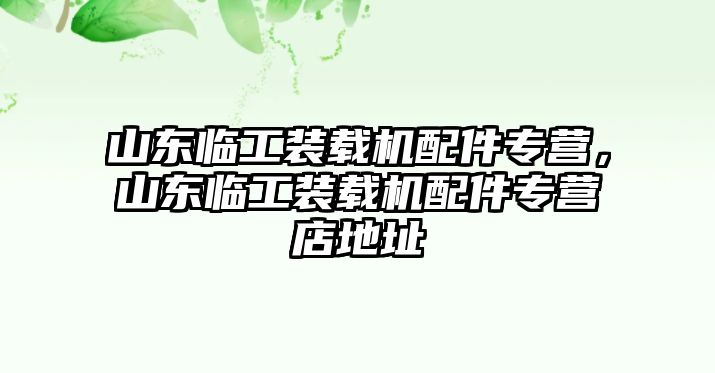 山東臨工裝載機(jī)配件專營，山東臨工裝載機(jī)配件專營店地址