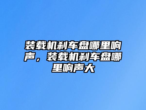 裝載機剎車盤哪里響聲，裝載機剎車盤哪里響聲大