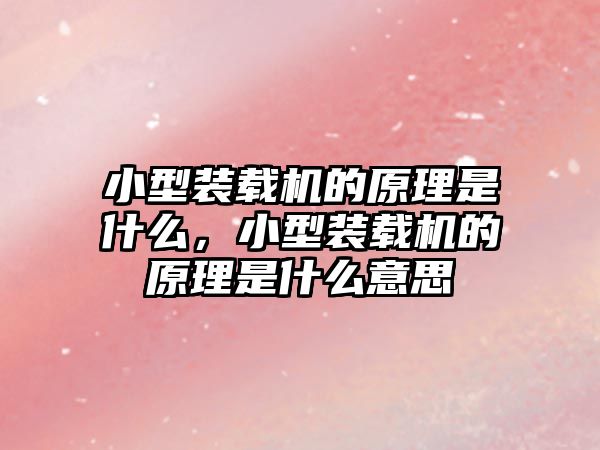 小型裝載機的原理是什么，小型裝載機的原理是什么意思