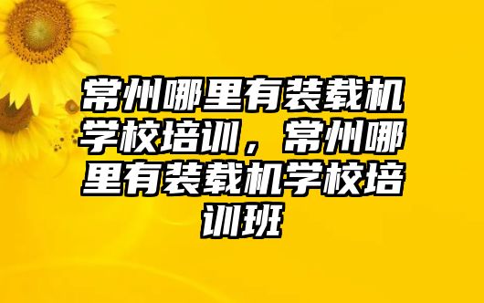 常州哪里有裝載機學校培訓，常州哪里有裝載機學校培訓班